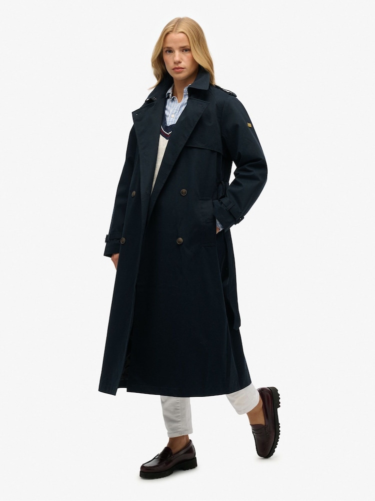 Blau - Superdry Classic Trench Cotton Jacket - Bild 1 von 5