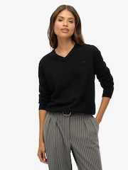 Superdry Black Classic V-Neck Jumper - Image 1 of 5