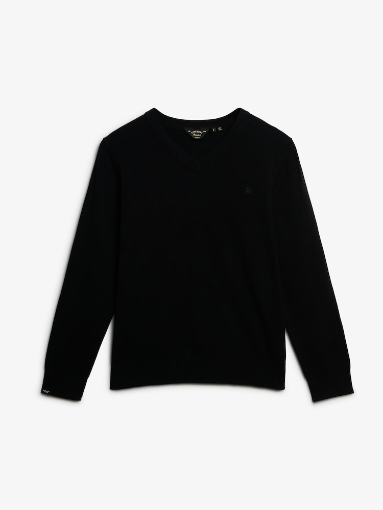 Superdry Black Classic V-Neck Jumper - Image 5 of 5