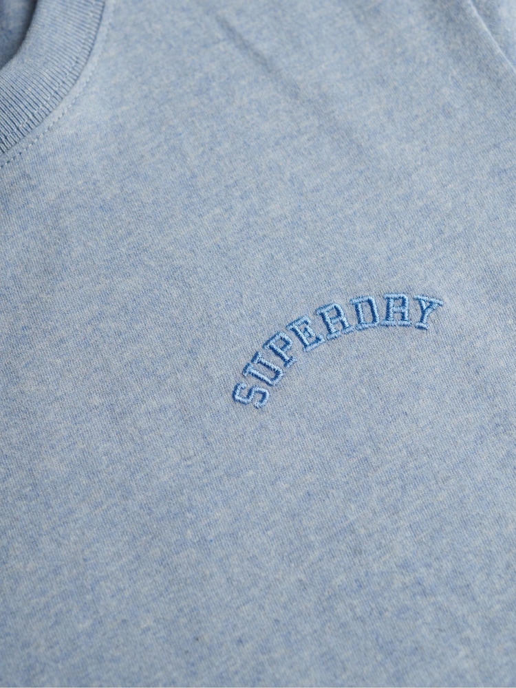 Superdry Blue Essential Logo Embroidered T-Shirt - Image 7 of 7 Superdry Blue Essential Logo Embroidered T-Shirt - Image 7 of 7