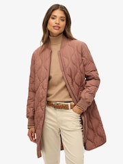 Superdry Brown Long Quilted Liner Jacket - Image 3 of 6