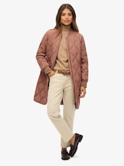 Superdry Brown Long Quilted Liner Jacket - Image 4 of 6