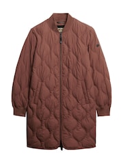 Superdry Brown Long Quilted Liner Jacket - Image 6 of 6