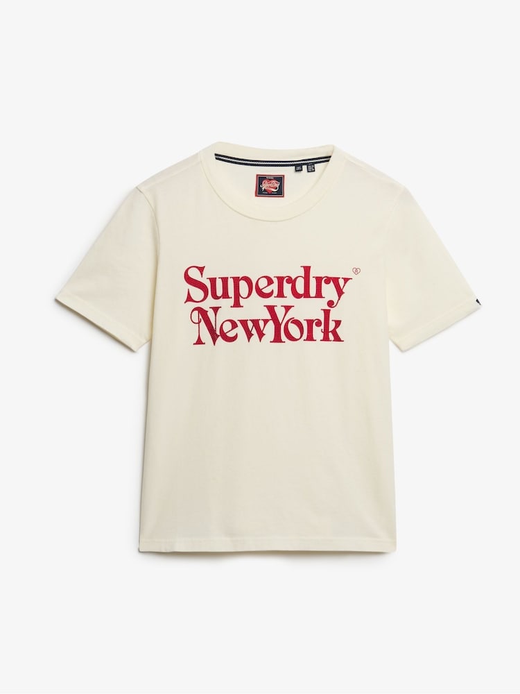 Superdry White Relaxed Brand Mark T-Shirt - Image 1 of 1
