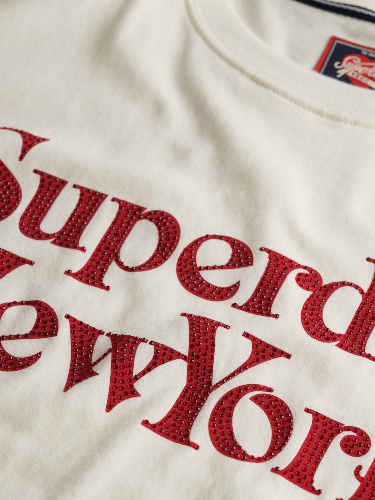 Superdry White Relaxed Brand Mark T-Shirt - Image 6 of 6 Superdry White Relaxed Brand Mark T-Shirt - Image 6 of 6