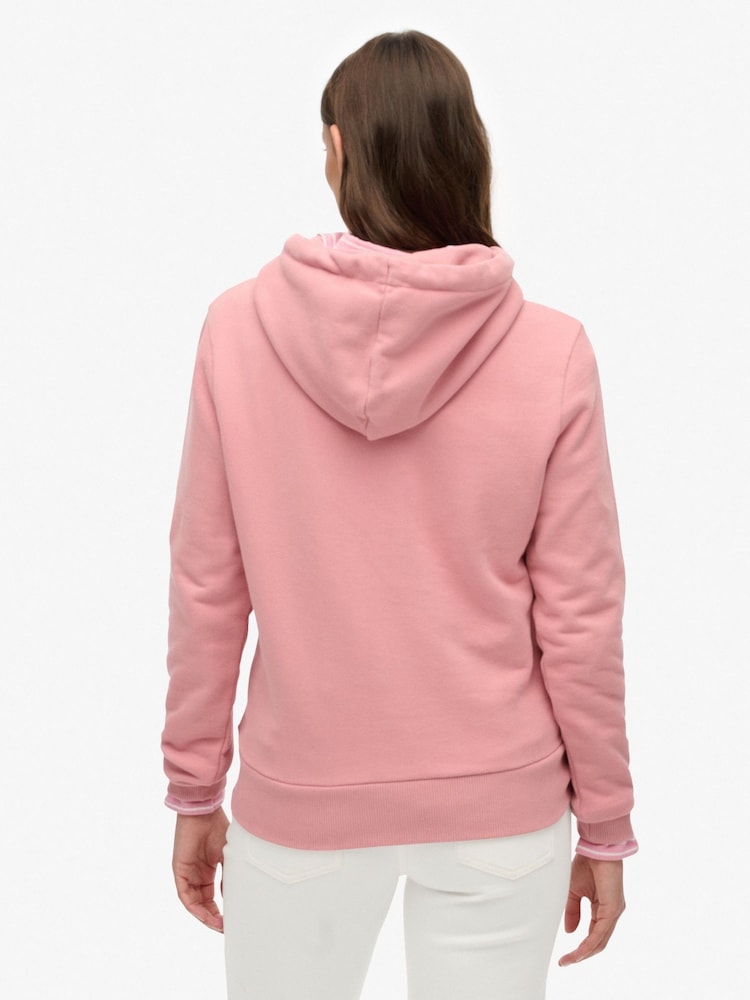 Superdry Pink Relaxed Embellished Vl Hoodie - Image 2 of 6