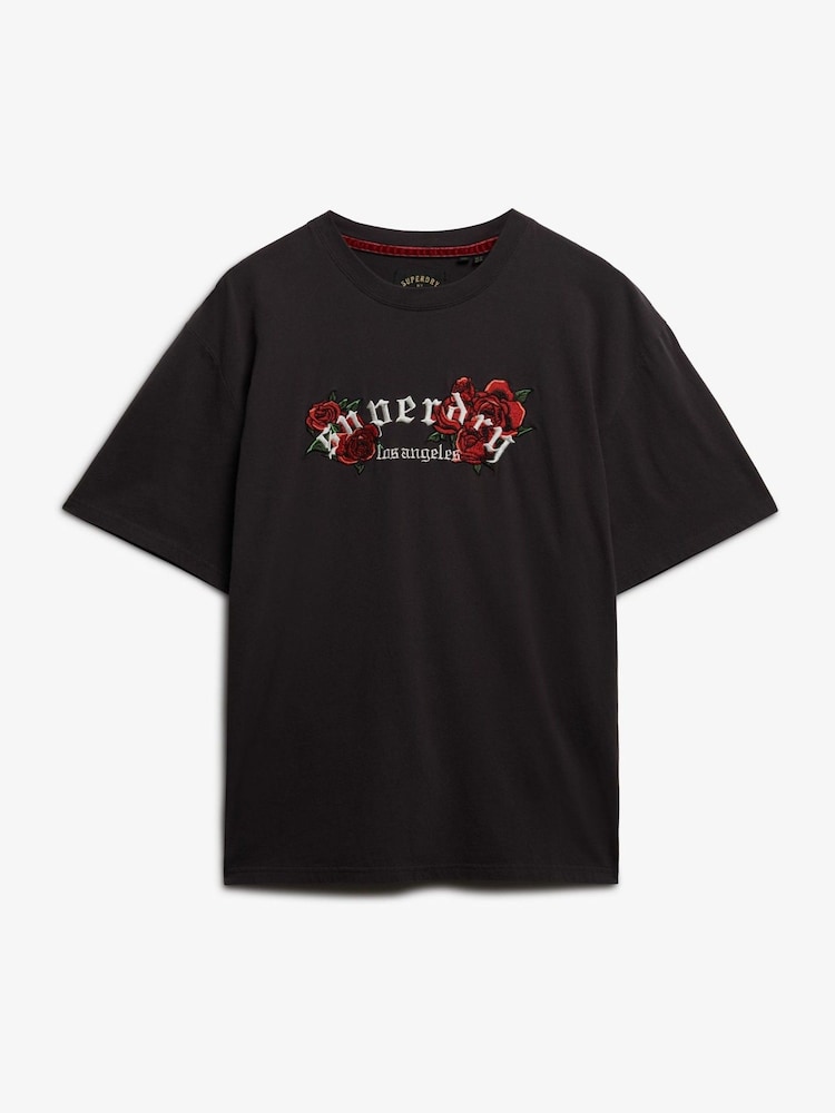 Superdry Black Oversized Night Garden T-Shirt - Image 5 of 5 Superdry Black Oversized Night Garden T-Shirt - Image 5 of 5