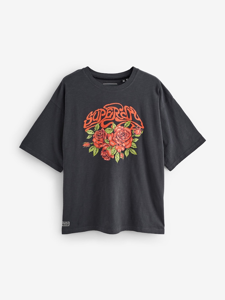 Preto - Camiseta Biker Rock Superdry Oversized - Imagem 1 de 1