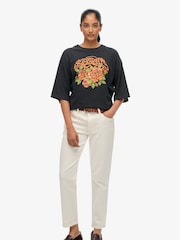 Superdry Black Oversized Biker Rock T-Shirt - Image 2 of 5