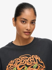 Superdry Black Oversized Biker Rock T-Shirt - Image 4 of 5