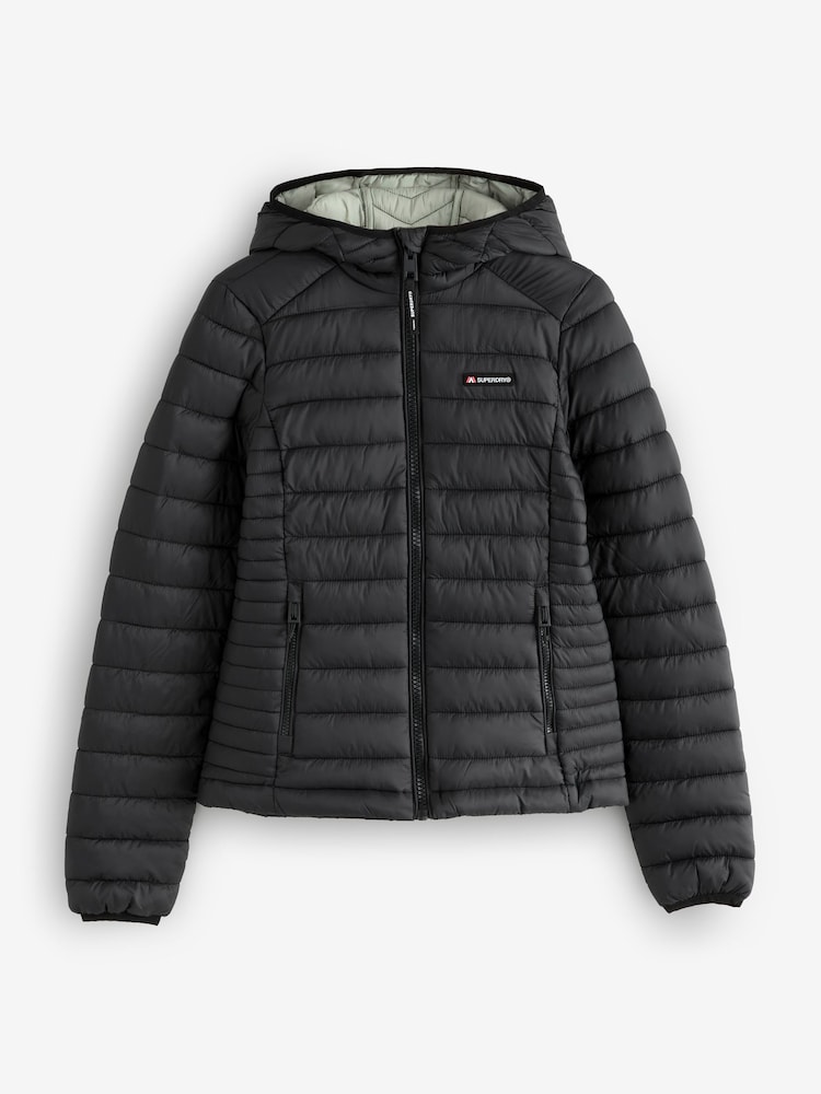 Superdry Black Hooded Fuji Lite Padded Jacket - Image 1 of 2