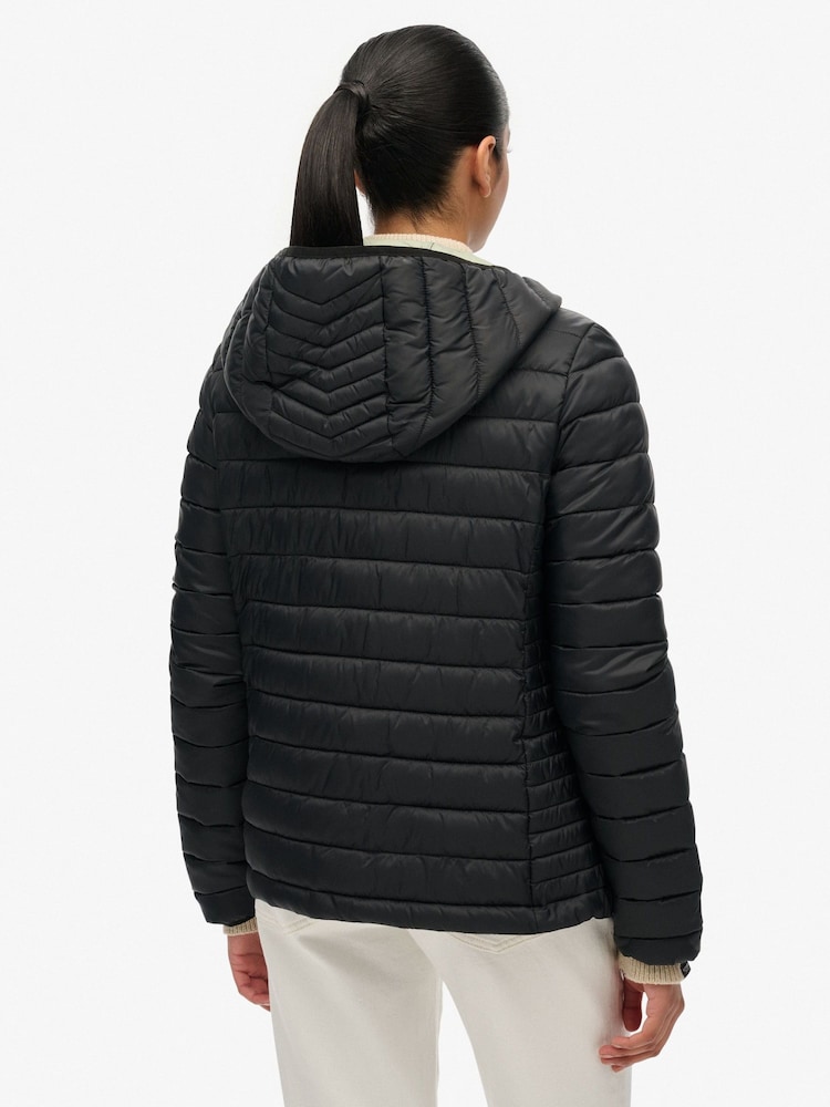 Superdry Black Hooded Fuji Lite Padded Jacket - Image 2 of 7 Superdry Black Hooded Fuji Lite Padded Jacket - Image 2 of 7