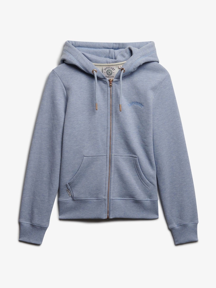 Superdry Blue Essential Logo Zip Hoodie - Image 5 of 5 Superdry Blue Essential Logo Zip Hoodie - Image 5 of 5