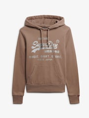 Superdry Brown Relaxed Embellished Vl Hoodie - Image 1 of 2