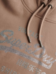 Superdry Brown Relaxed Embellished Vl Hoodie - Image 6 of 6