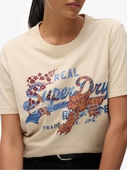 Superdry Natural Tokyo Vintage Logo Relaxed T-Shirt - Image 3 of 3