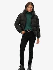 Superdry Black Hooded Sports Puffer Jacket - Image 4 of 8