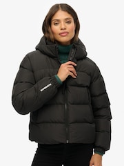 Superdry Black Hooded Sports Puffer Jacket - Image 6 of 8