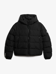Superdry Black Hooded Sports Puffer Jacket - Image 7 of 8