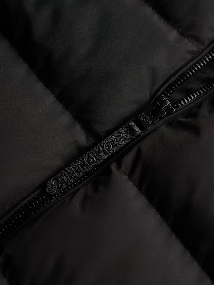 Superdry Black Hooded Sports Puffer Jacket - Image 8 of 8