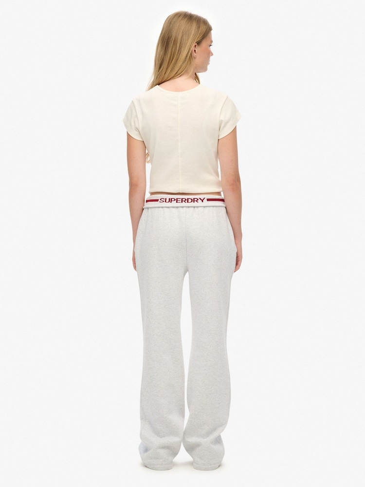 Superdry Grey Essential Logo Flare Joggers - Image 2 of 7 Superdry Grey Essential Logo Flare Joggers - Image 2 of 7