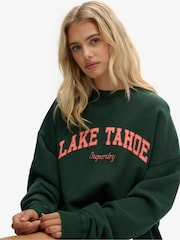 Superdry Green Outdoor Location Loose Crew Sweatshirt - Image 3 of 5