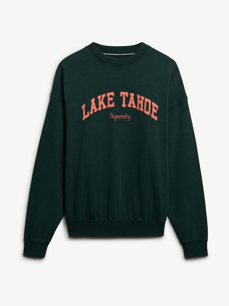 Superdry Green Outdoor Location Loose Crew Sweatshirt - Image 4 of 4 Superdry Green Outdoor Location Loose Crew Sweatshirt - Image 4 of 4