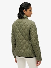 Superdry Green Diamond Quilt Fuji Lite 100% Cotton Jacket - Image 2 of 7