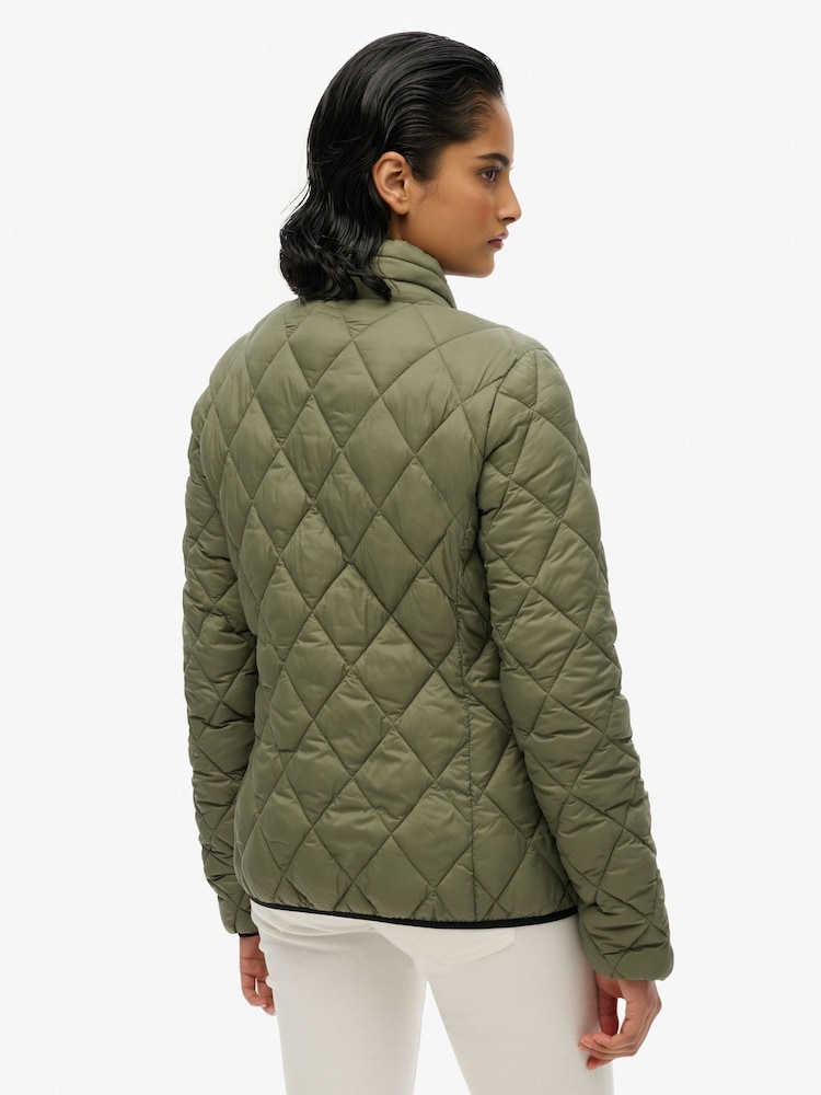 Superdry Green Diamond Quilt Fuji Lite 100% Cotton Jacket - Image 2 of 7