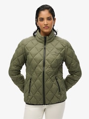 Superdry Green Diamond Quilt Fuji Lite 100% Cotton Jacket - Image 4 of 7