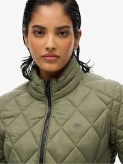 Superdry Green Diamond Quilt Fuji Lite 100% Cotton Jacket - Image 5 of 7