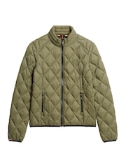 Superdry Green Diamond Quilt Fuji Lite 100% Cotton Jacket - Image 6 of 7