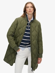 Superdry Green Long Quilted Liner Jacket - Image 2 of 7