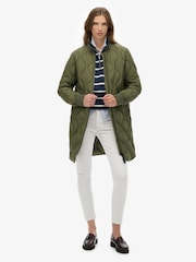 Superdry Green Long Quilted Liner Jacket - Image 3 of 7