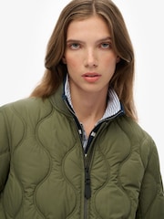 Superdry Green Long Quilted Liner Jacket - Image 5 of 7
