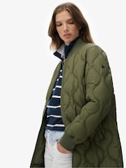 Superdry Green Long Quilted Liner Jacket - Image 6 of 7