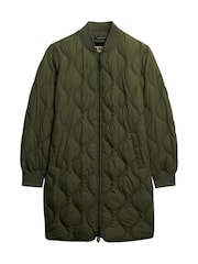 Superdry Green Long Quilted Liner Jacket - Image 7 of 7