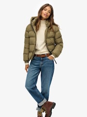 Superdry Green Hooded Sports Puffer Jacket - Image 3 of 7