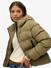 Superdry Green Hooded Sports Puffer Jacket - Image 4 of 7