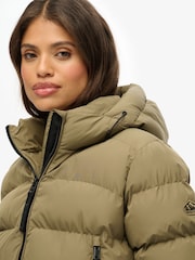 Superdry Green Hooded Sports Puffer Jacket - Image 5 of 7