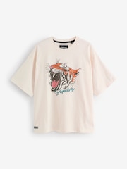 Creme - Camiseta Biker Rock Superdry Oversized - Imagem 1 de 1