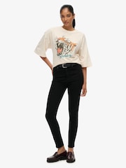 Superdry Cream Oversized Biker Rock T-Shirt - Image 2 of 4