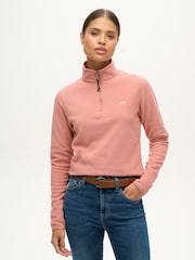 Superdry Pink Polar Fleece Half Zip Jumper - Image 1 of 6
