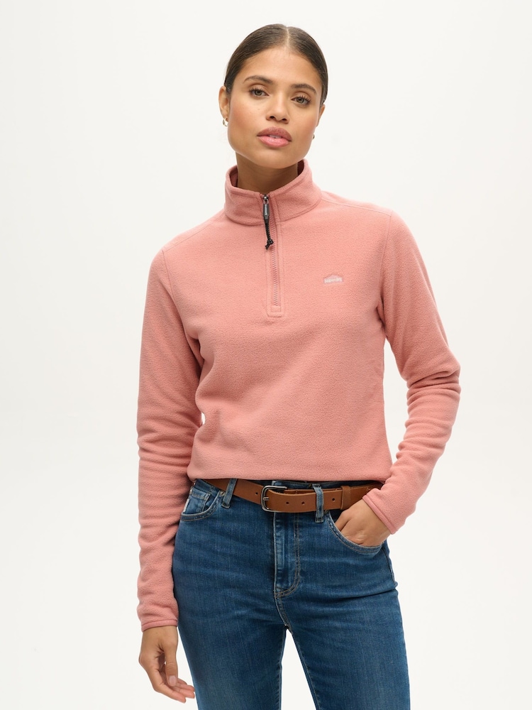 Superdry Pink Polar Fleece Half Zip Jumper - Image 1 of 6