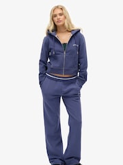 Superdry Blue Essential Logo Cropped Zip Hoodie - Image 3 of 6