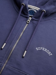 Superdry Blue Essential Logo Cropped Zip Hoodie - Image 6 of 6
