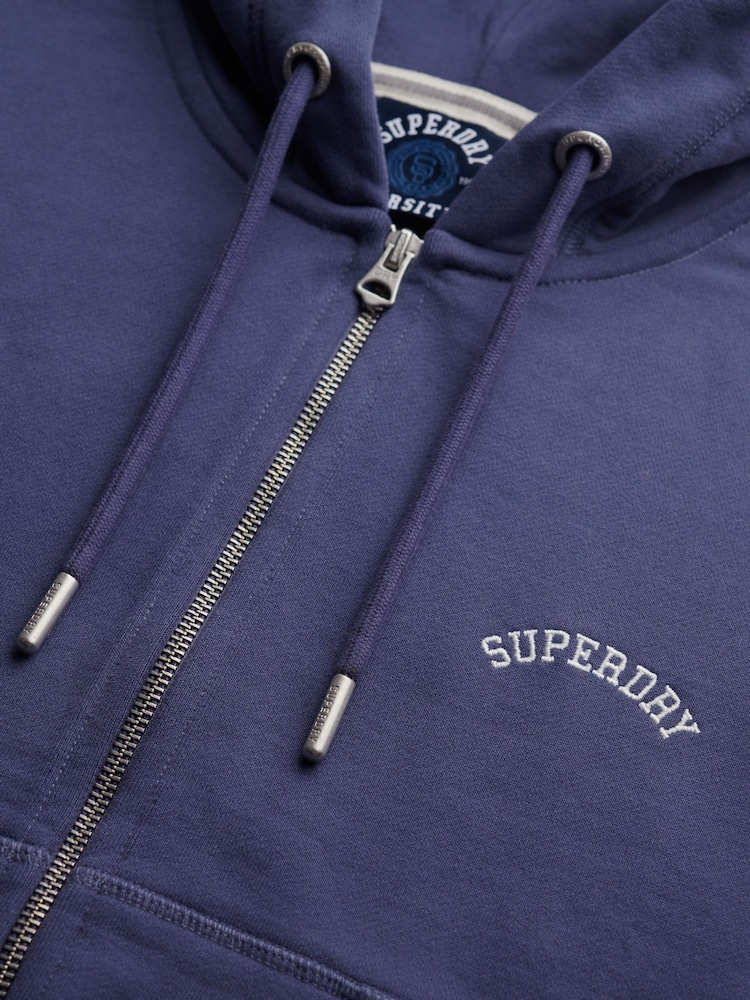 Superdry Blue Essential Logo Cropped Zip Hoodie - Image 6 of 6