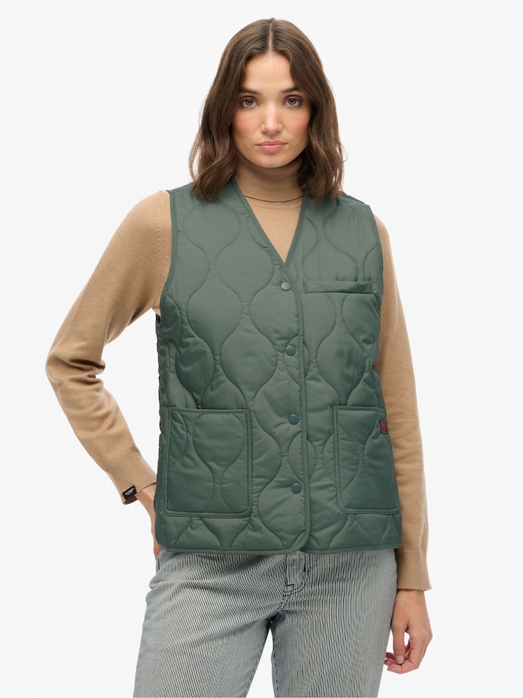 Superdry Green Quilted Lite Liner Gilet - Image 1 of 6