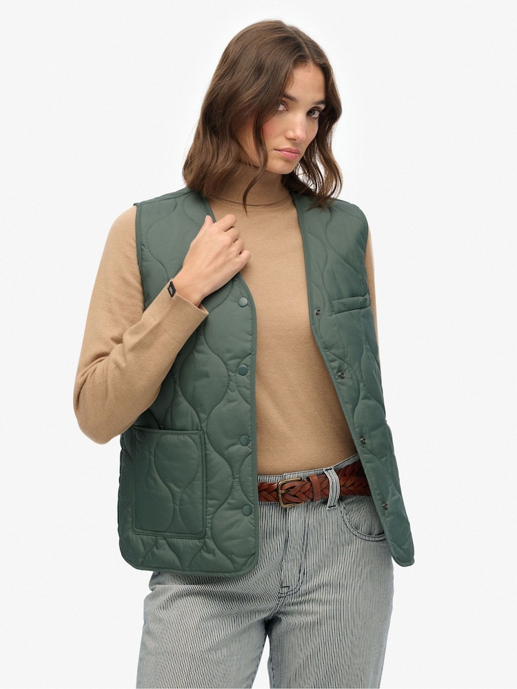 Superdry Green Quilted Lite Liner Gilet - Image 2 of 6