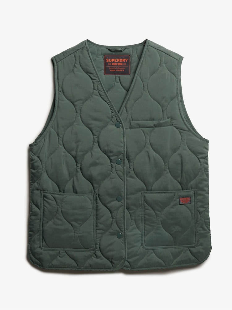 Superdry Green Quilted Lite Liner Gilet - Image 6 of 6